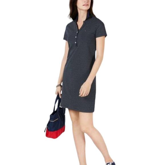 Tommy Hilfiger Polka Dot Collared Shirt Dress - Picture 1 of 9
